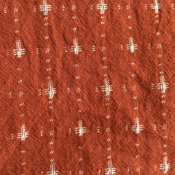 Madewell Burnt Orange button up short sleeve in geometric checkered pattern - Picture 5 of 5